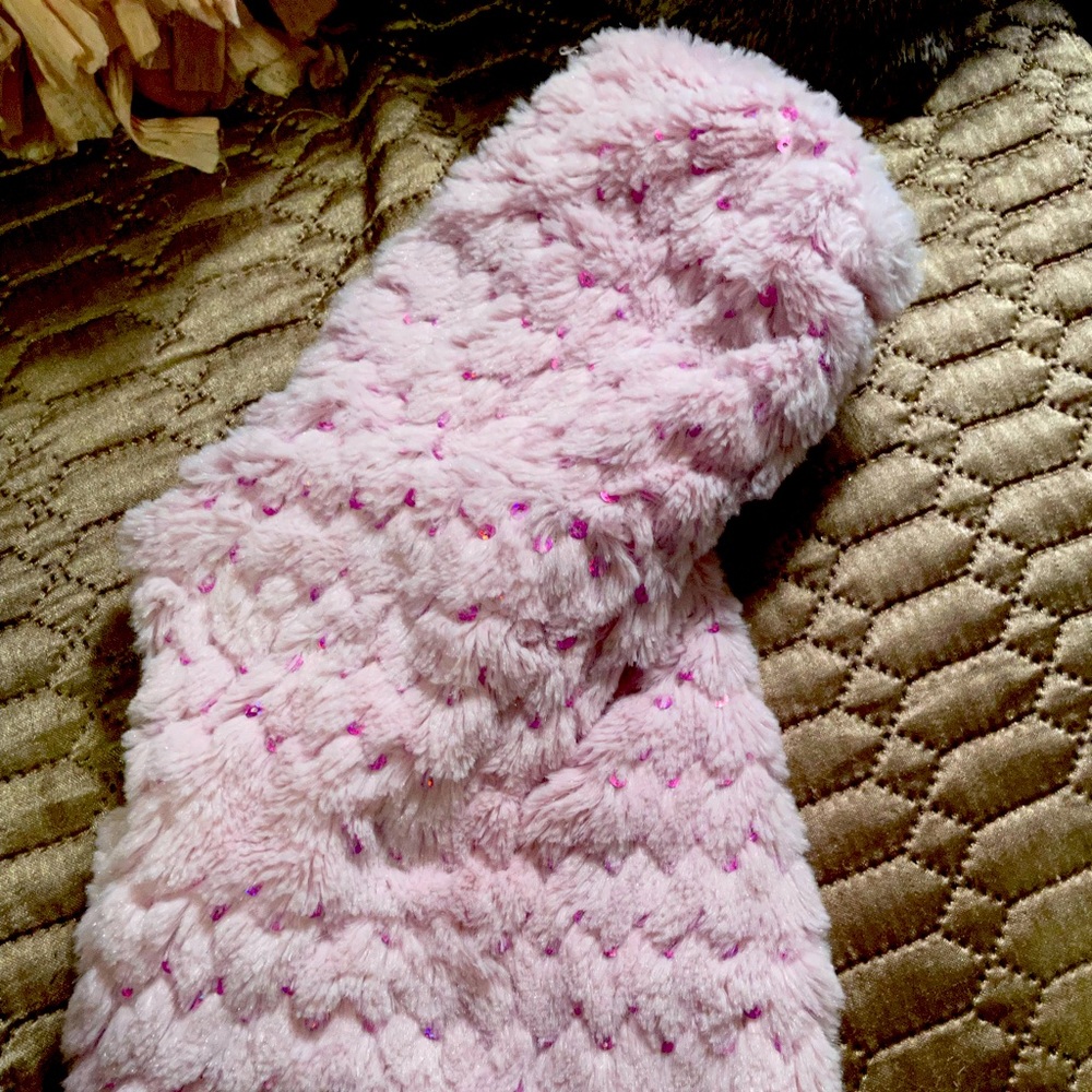 Pink Fluffy Sequence Dog Coat (S)